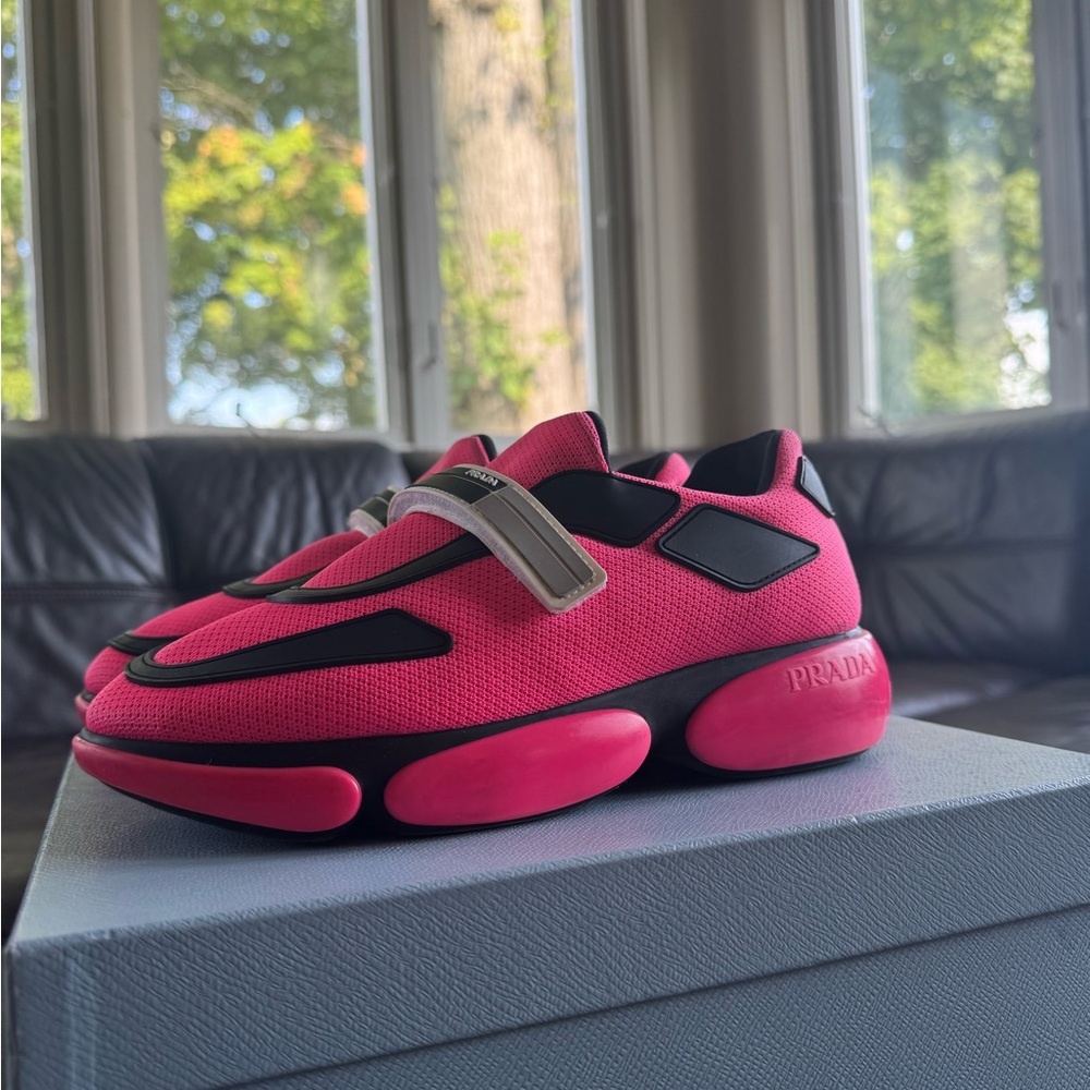 Prada Vibrant Pink and Black Sneakers